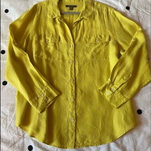 Tommy Bahama XL EUC Citron linen button up w/ arm ties